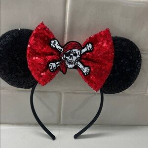 Pirate Minnie Mouse Ears Headband - Red and Black